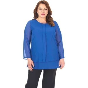 Lilas Xxl Büyük Beden Saks Renkli Şifon Bluz