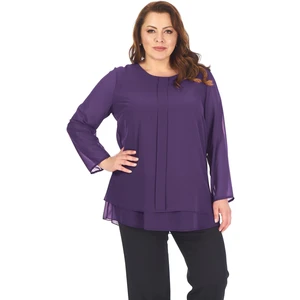 Lilas Xxl Büyük Beden Koyu Mürdüm Renkli Şifon Bluz