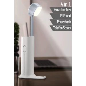 4in1 Şarjlı Masa Lambası Powerbank Özellikli Telefon Standlı Kamp El Feneri Çalışma Okuma Işığı 975
