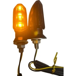 Motosiklet Sinyal Lamba Üniversal 12V Füme Cam Sarı LED 2'li