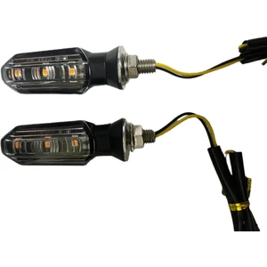 Motosiklet Sinyal Lamba Üniversal 12V Beyaz Cam Sarı LED 2'li