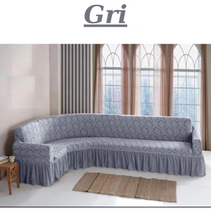 Jakarlı L Köşe Koltuk Örtüsü. Lastikli, Esnek, Yıkanabilir Koltuk, Kanepe, Çekyat Kılıfı