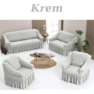 Jakarlı 3+2+1+1 Koltuk Takımı Örtüsü. Lastikli, Esnek, Yıkanabilir Koltuk, Kanepe, Çekyat Kılıfı