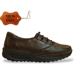 1523-415955 Anatomik Taban  Deri Kadın Mevsimlik Ayakkabı - NKT01523-KAHVERENGI-36