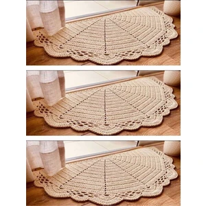 Yoran Bebe Hediyelik %100 El Örgüsü Balkon/ Kapı Önü Yarımay Paspas 90X46 cm