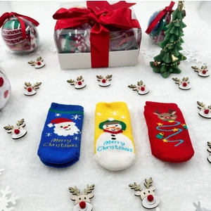 Soft and Baby Bebek 3'lü Yeni Yıl Çorabı Yılbaşı Çorap Noel Baba
