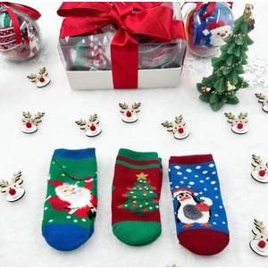 Soft and Baby Bebek 3'lü Yeni Yıl Çorabı Yılbaşı Çorap Noel Baba