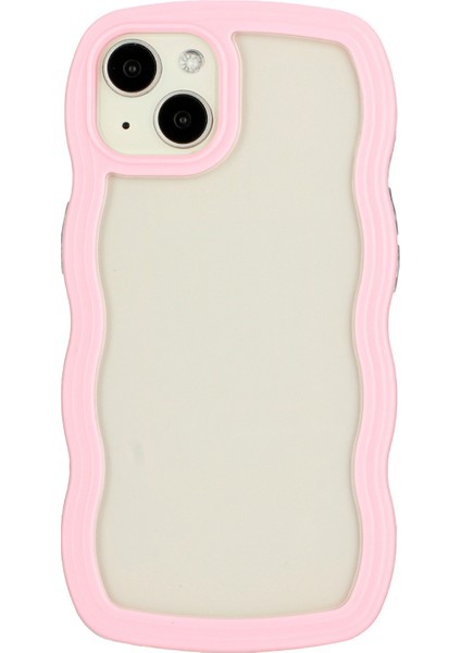 Iphone 14 Plus Wave Edge Söndürülebilir Renk Çerçevesi Şeffaf Arka Kapak Pc+Tpu Telefon Anti-Drop Vaka-Pembe (Yurt Dışından)