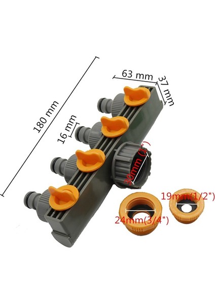 1 Adet Bahçe Su Hortumu Konnektörü 4 Yollu Splitter Sulama Aracı Yeşil/turuncu (Yurt Dışından) indirimleri