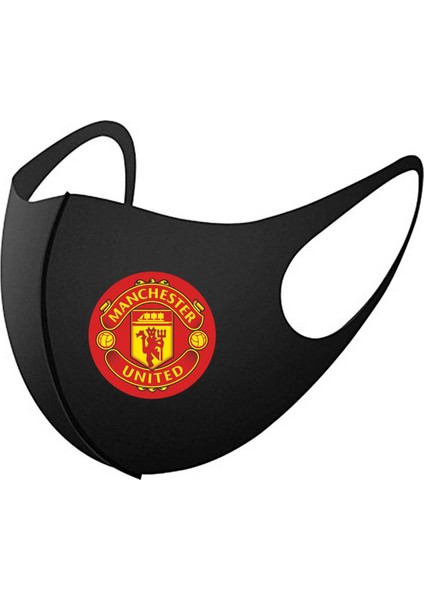 Manchester United Yüz Maskesi Siyah Unisex Yıkanabilir ve Yeniden Kullanılabilir Kore Tarzı Anti-Toz Moda Yumuşak Buz Ipek Pamuk (Yurt Dışından)