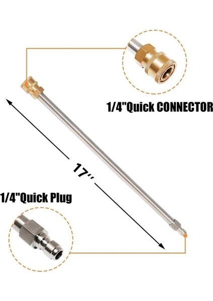 Zoroom Basınçlı Yıkama Uzatma Çubuğu 17 Inç Paslanmaz Çelik 1/4 Inç Hızlı Bağlantılı Elektrikli Yıkama Memesi (Yurt Dışından) fırsatları