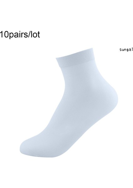 Sga 10 Pairs Kadın Erkek Tek Kullanımlık Düz Renk Ayak Bileği Ipek Çorap Buz Pisti Ayak Banyosu (Yurt Dışından)