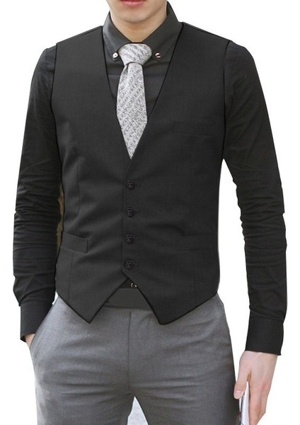 Erkek Resmi Iş Günlük Yelek Slim Fit Ceket (Yurt Dışından)