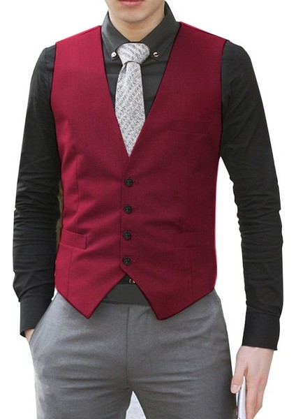 Erkek Resmi Iş Günlük Yelek Slim Fit Ceket (Yurt Dışından)