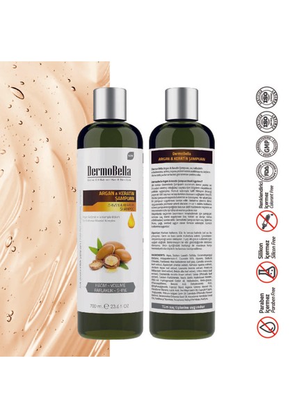 Argan Ve Keratin Içeren Güçlendirici Ve Hacim Verici Şampuan 700 ml