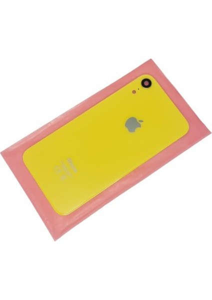 Apple Iphone Xr Arka Pil Kapak Kamera Lensli (Yazılı Cam) Sarı