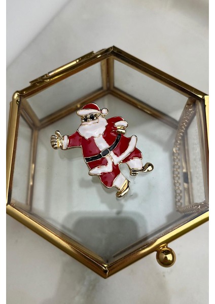 Yılbaşı Özel Mineli Noel Baba Broş(Ölçü:4 Cm)