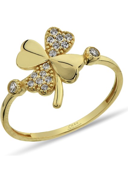 Yonca Taşlı Altın Yüzük CGKYZK0168 fiyatları