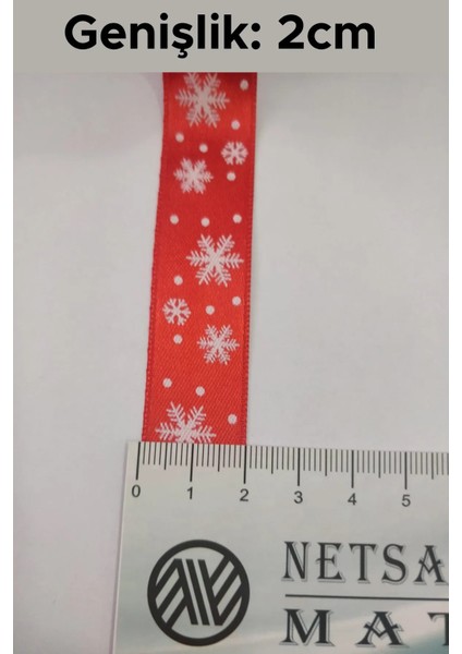2cm. x 2mt. Yılbaşı Desenli Kırmızı Renk Saten Kurdele modelleri