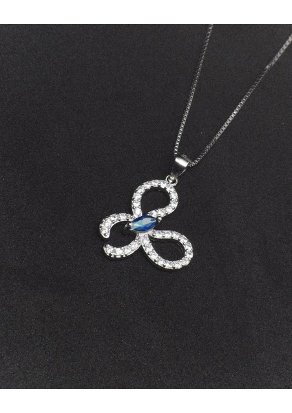 Safir Taşlı Işıltılı Kelebek Diamond Butterfly Kadın Gümüş Kolye modelleri