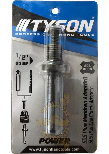 Kupa Tyson Sds Plus Mandren Adaptörü - 1/2 Inç - 13 Mm.