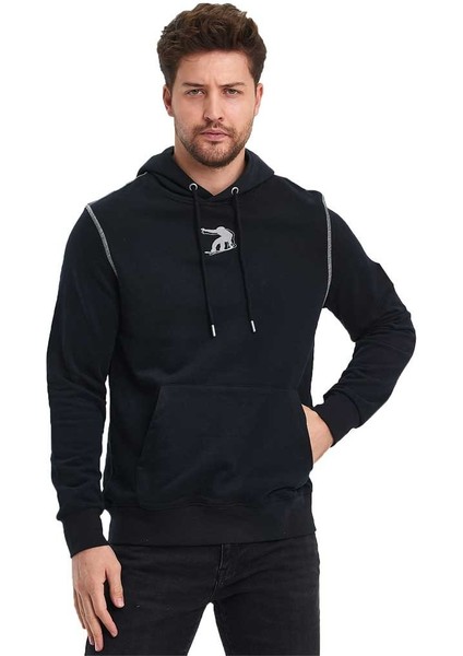 Snowboard Nakış Logo Baskılı Gri Sweatshirt