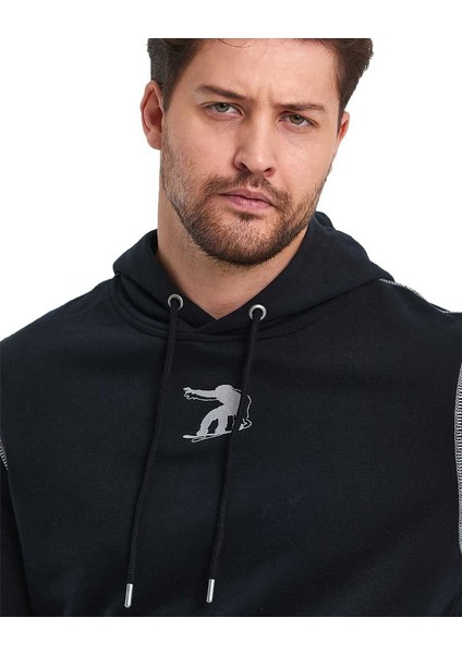 Snowboard Nakış Logo Baskılı Gri Sweatshirt