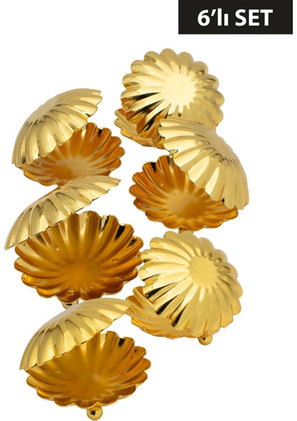 Midye-Istiridye Model 6'lı Gold Renk Metal Şekerlik Lokumluk Drajelik fiyatları