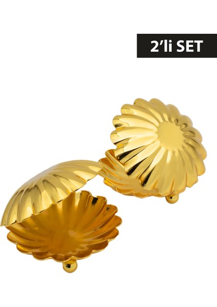 Midye-Istiridye Model 2'li Gold Renk Metal Şekerlik Lokumluk Drajelik fiyatları