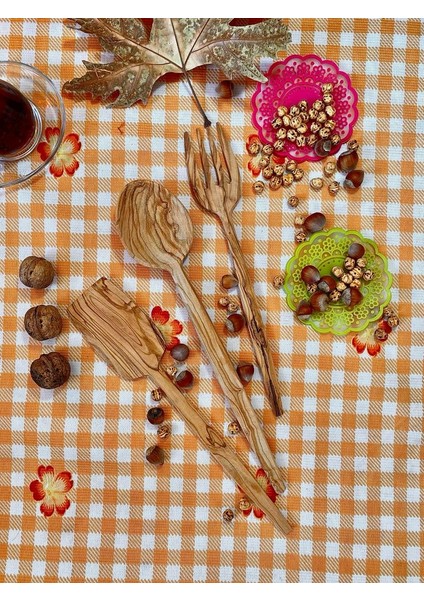 Ahşap Zeytin Ağacı El Işçiliği 3'lü Ahşap Tahta Kaşık, Çatal, Spatula ve Sunum Seti fiyatları