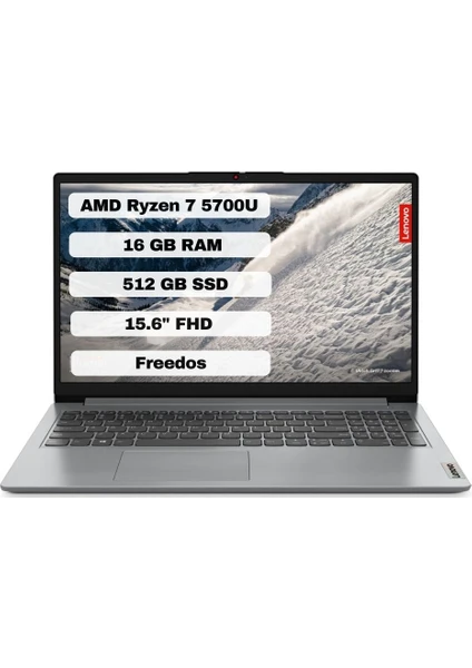 Ideapad 1 15ALC7 Amd Ryzen 7 5700U 16GB 512GB SSD Freedos 15.6" Fhd Taşınabilir Bilgisayar 82R4006FTR16