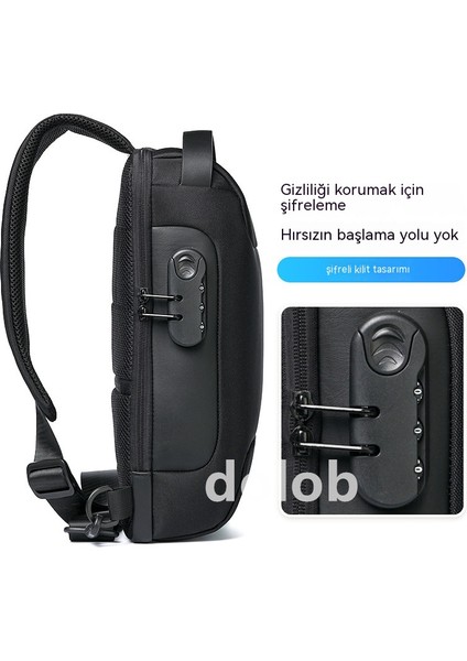 Göğüs Omuzdan Askili Erkek Crossbody Siyah Büyük Kapasiteli Spor Motosiklet Omuz Crossbody Erkek Göğüs Çanta (Yurt Dışından)