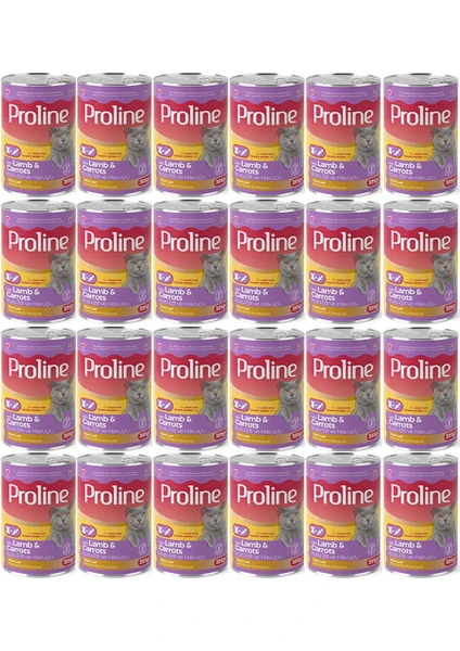 Pro Line Proline Kuzu Etli ve Havuçlu Pate Et Parçalı Kedi Konservesi 395 Gr*24 Adet