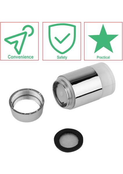 Su Glow Duş 3 Renk Değişen LED Musluk Musluk Işık Sıcaklık Sensörü - Gümüş (Yurt Dışından)