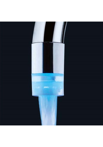 Su Glow Duş 3 Renk Değişen LED Musluk Musluk Işık Sıcaklık Sensörü - Gümüş (Yurt Dışından)