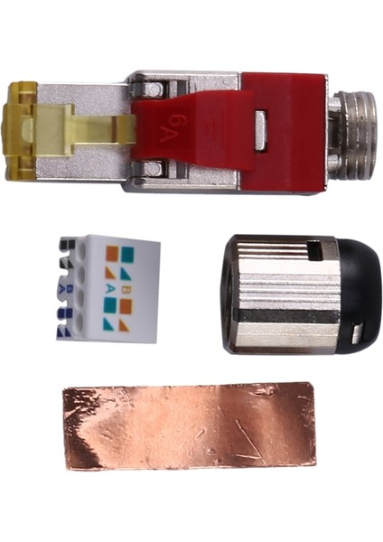 Aletsiz Korumalı RJ45 Sonlandırma Fişi Konnektörü CAT6A Sonlandırma Fişi Korumalı Metal Önyükleme Kırmızı (Yurt Dışından)