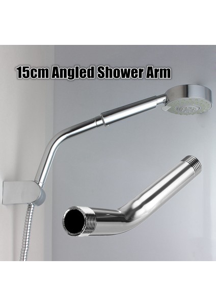 G1/2 Inç 15 cm Duvara Monte Paslanmaz Çelik Duş Başlığı Uzatma Açılı Duş Kolu Ekstra Boru (Yurt Dışından)