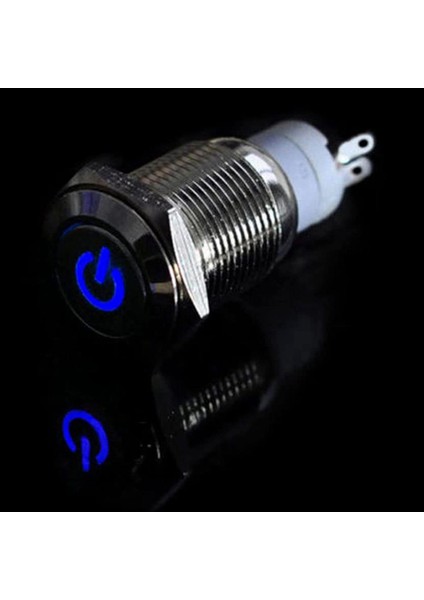 16MM Metal Basma Düğmesi Anahtarı Düğmesi, Su Geçirmez Sıfırlama Tipi Başlat Düğmesi Elektronik Anahtar Mavi (Yurt Dışından)