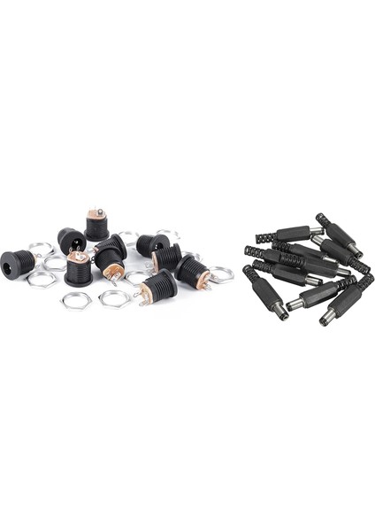 10 Adet 5.5x2.1mm Erkek Lehim Dc Ucu Fiş Jakı Düz Konnektörler Dc Kaynağı LED Işıkları Anahtarı Siyah ve 10 Adet 3-Terminal Lehimleme Dişi Jack Dc Soket (Yurt Dışından) fiyatları