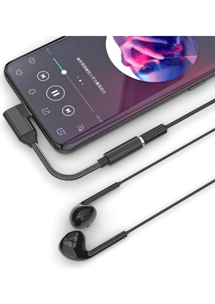 USB C - 3 5mm Kulaklık Adaptörü 90 Derece Tip C Taşınabilir Kulaklık Dac iPad Pro Huawei Samsung Galaxy Için (Yurt Dışından)