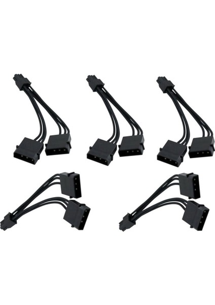 Çift Molex - 6 Pin Adaptör-5 x Çift Molex 4 Pin - 6 Pin Pcı-E Adaptör Kablosu-Siyah (Yurt Dışından)