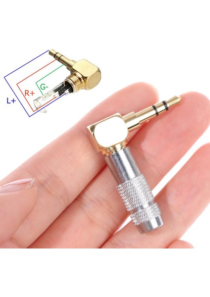 3.5mm Stereo 3 Kutuplu Erkek Fiş 90 Derece Ses Konektörü Lehim Adaptör Fişi (Yurt Dışından)