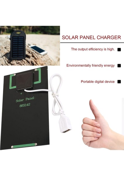 5W 5V Güneş Paneli Pil Şarj Cihazı Dıy Güneş Modülü USB Solar Şarj Kartı - Siyah (Yurt Dışından)