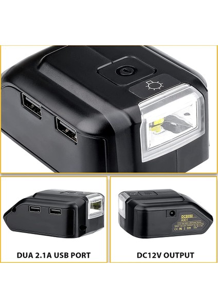 Dewalt 18V Pil USB Telefon Şarj Cihazı Için Plastik Pil Adaptörü Pil Adaptörü Aracı, Çift USB Şarj Cihazı ve Dc Bağlantı Noktası ile LED Çalışma Işığı (Yurt Dışından) fiyatları