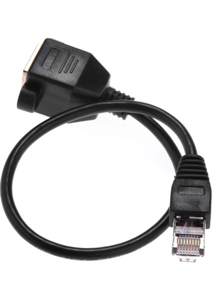 1ft RJ45 Erkek - Dişi Vidalı Panel Montajlı Ethernet Lan Ağ Uzatma Kablosu - Siyah (Yurt Dışından)