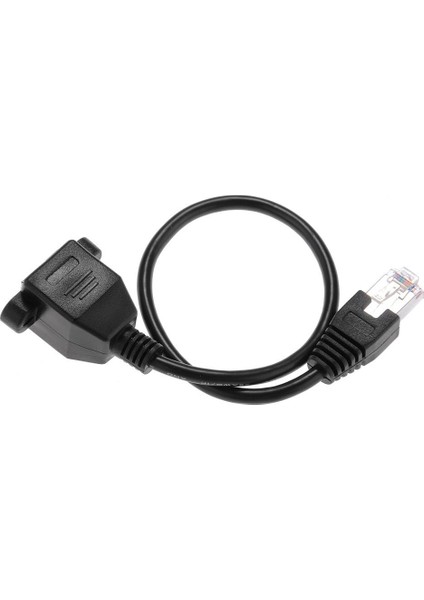 1ft RJ45 Erkek - Dişi Vidalı Panel Montajlı Ethernet Lan Ağ Uzatma Kablosu - Siyah (Yurt Dışından)