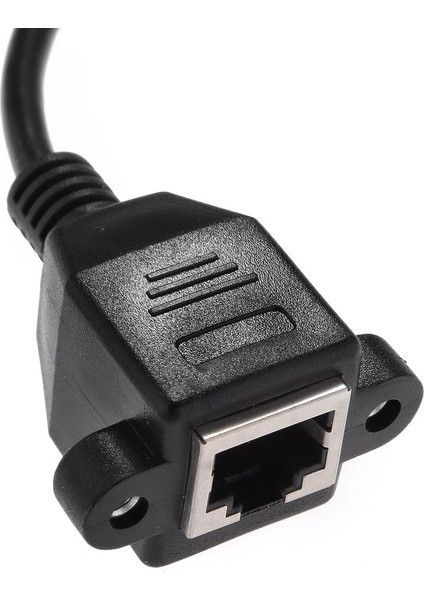 1ft RJ45 Erkek - Dişi Vidalı Panel Montajlı Ethernet Lan Ağ Uzatma Kablosu - Siyah (Yurt Dışından)