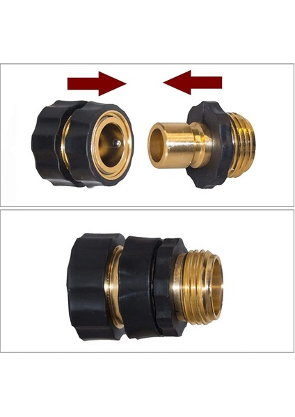 Dişiden Dişiye Hortum-4 x Ekstra Bahçe Hortumu Lastik Rondelalar 4 x Dişi Hortum Alüminyum Hızlı Bağlantı Elemanları 4 x Erkek Hortum Alüminyum Hızlı Bağlantı Elemanları-Siyah (Yurt Dışından)