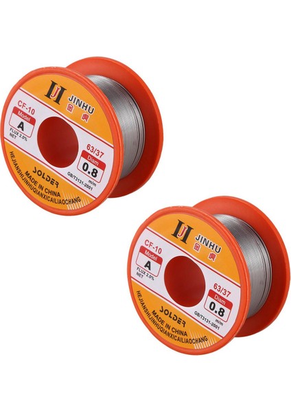 2x Kalay Lehim Çekirdek Akı Lehimleme Kaynak Lehim Teli Makara Makarası 0.8mm 63/37 (Yurt Dışından)