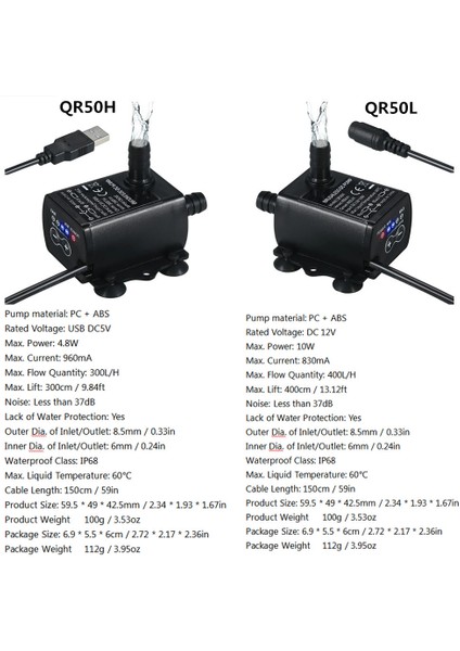 Göbeklady DC12V USB 5V Mini 4 Mod Ayarlanabilir Fırçasız Su Pompası (Yurt Dışından)